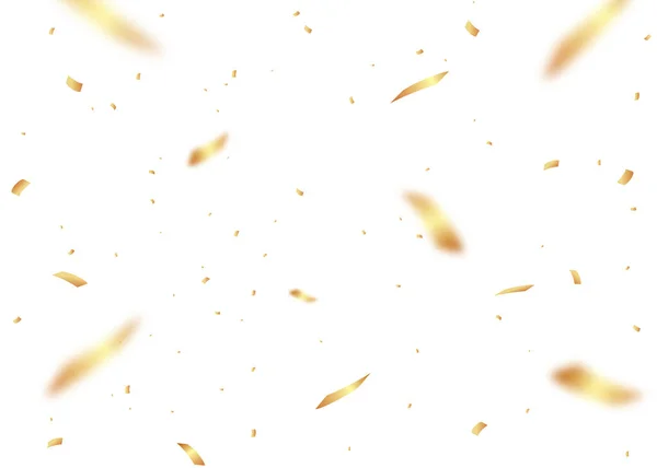 Confetti Achtergrond Goud Papier Serpentijn Achtergrond Vectorpartij — Stockvector