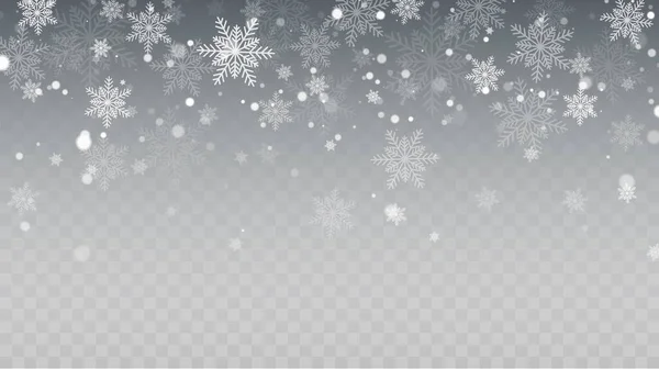 Vallende Sneeuw Overlay Achtergrond Sneeuwval Winter Kerst Achtergrond Vector Illustratie — Stockvector