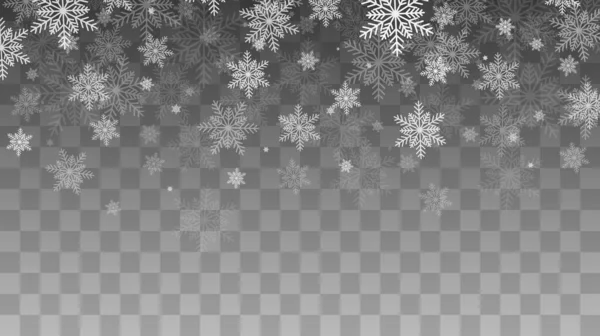 Falling Snow Overlay Háttér Hóesés Téli Karácsonyi Háttér Vektorillusztráció — Stock Vector