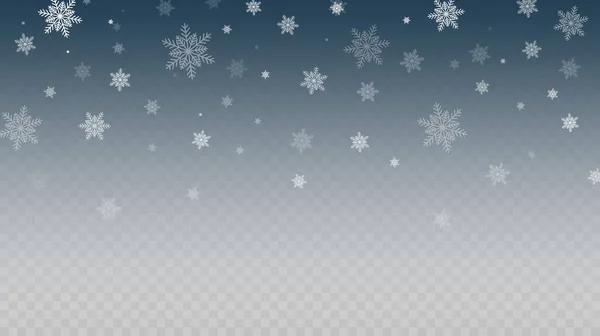Falling Snow Overlay Background Snowfall Winter Christmas Background Vector Illustration — Stock Vector