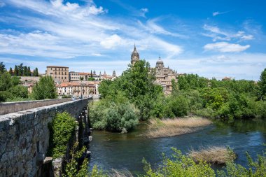 Salamanca 'daki Tormes Nehri üzerindeki eski Roma köprüsü