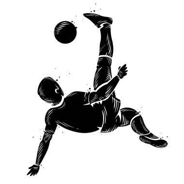 Futbolcunun siyah beyaz silueti topa hükmediyor