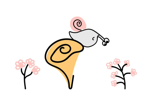 Встановіть Равлик Квітку Ягоди Гриби Барвисті Векторні Ілюстрації Дизайну Листівок — стоковий вектор
