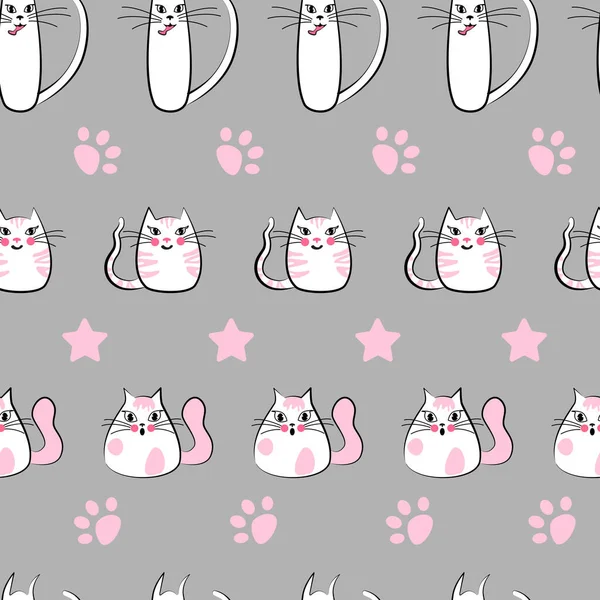 Nahtlose Muster Katzen Kinderprodukte Druck Tapete Stoff Vektorillustration — Stockvektor