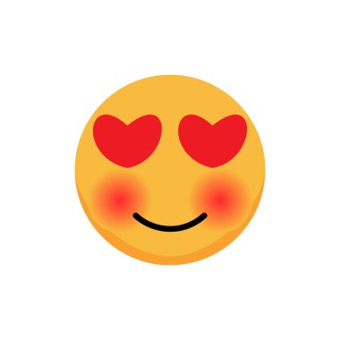 Kalp gözleriyle aşk simgesi. Çizgi film emojisi. Vektör 