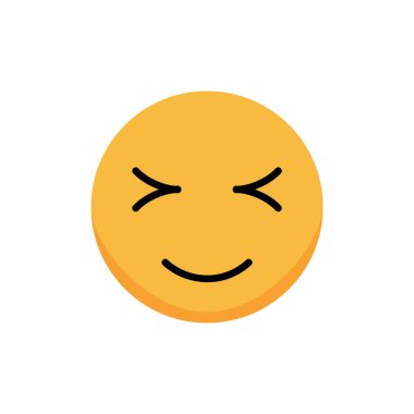 Gözleri kapalı gülen surat. Çizgi film emojisi. Düz vektör 