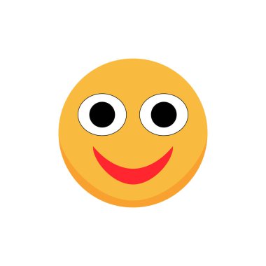  Gülümseyen ifade. Gülen ikon. Çizgi film emojisi. Vektör illüstrasyonu.