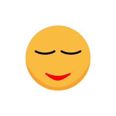 Uykucu ifade. Gülen ikon. Çizgi film emojisi. Vektör