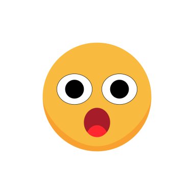 Şaşırdım Smiley. Çizgi film emojisi. Düz vektör 