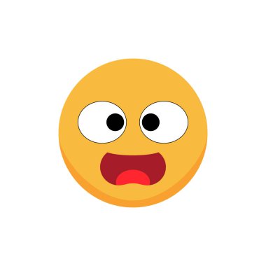 Şaşırdım Smiley. Çizgi film emojisi. Düz vektör 