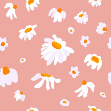 Kusursuz desenli yaban çiçeği papatyası Bitki çiçeği grafik kartı Kırmızı afiş ilkbahar kumaş elbise mercan perde arkası duvar kağıdı ambalajı tekstil kapağı