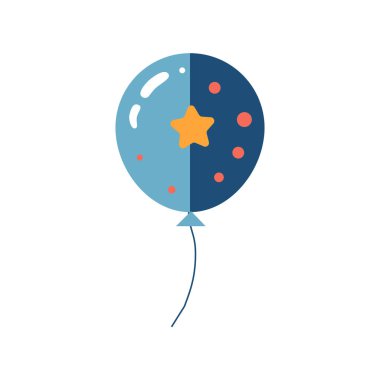 Geometrik olarak tasarlanmış, sarı yıldızlı sıcak hava balonu vektör ikonu olarak sunuluyor. Baskı, dekorasyon, poster baskısı ve ev dekorasyonu için ideal.