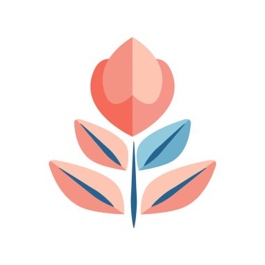 Küçük yapraklı geometrik dal simgesi, beyaz arkaplanda izole edilmiş.