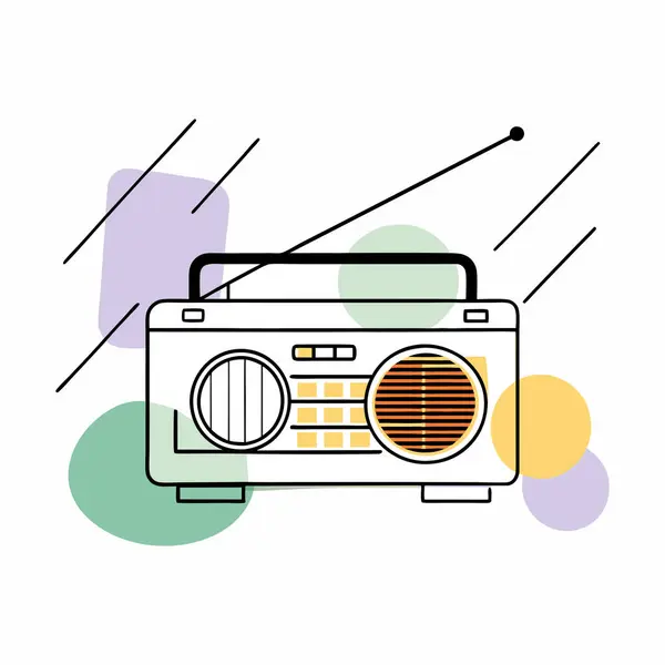 stock vector A clean, minimalist vector design of a retro radio. The simple lines and modern color accents make it an ideal choice for design projects that require a vintage touch with a contemporary flair...