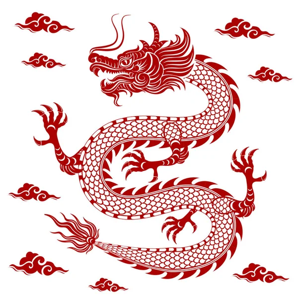 Drago Cinese Rosso Tradizionale — Vettoriale Stock