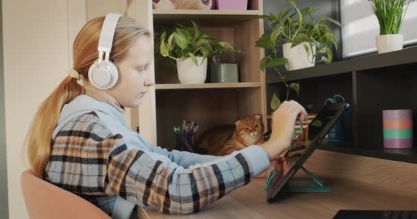 Gadis Itu Menggambar Menggunakan Tablet Grafis Digital Inspirasi Dan Teknologi — Stok Video