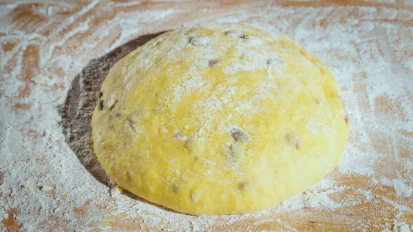 Dough Rising Dough Raisins Homemade Baking — Stock Photo, Image