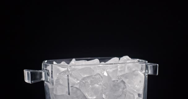 Ice Cubes Ice Maker Put Glass Container Ice — Stockvideo