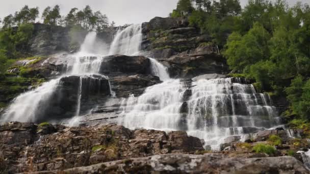 Популярним Туристичним Напрямком Норвегії Водоспад Твіндезоссен Відео — стокове відео