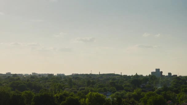 Мальовничий Захід Сонця Над Маленьким Європейським Містом Перехід Від Дня — стокове відео