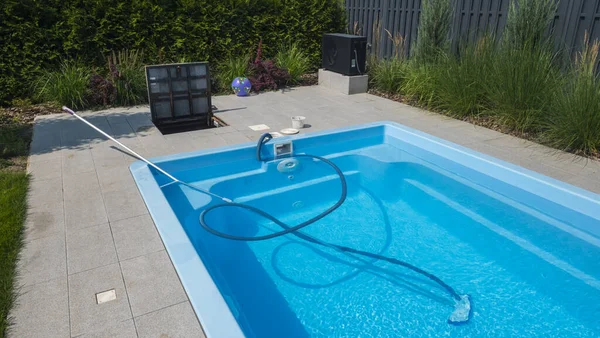 stock image Swimming pool cleaning kit. Bottom vacuum cleaner.