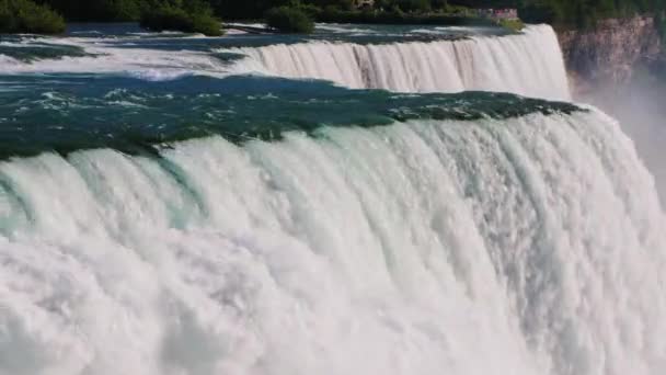 Powerful Stream Water Famous Niagara Falls America — Stock Video