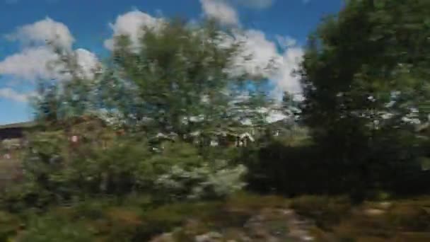 Bellissimo Paesaggio Rurale Della Norvegia Vista Dal Finestrino Dell Autobus — Video Stock