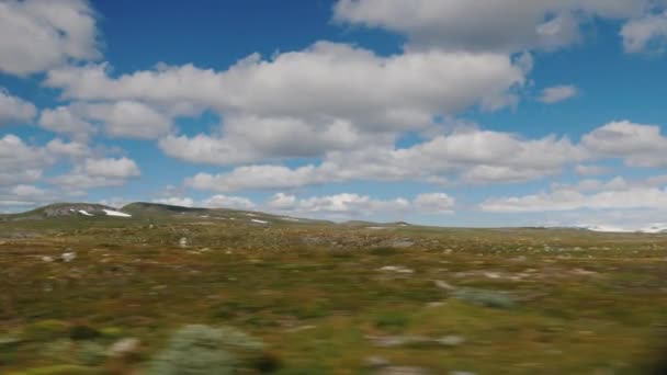 Prachtig Landschap Van Landelijk Noorwegen Uitzicht Vanuit Het Raam Van — Stockvideo