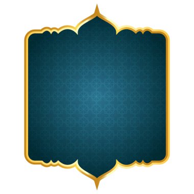 Dekoratif lüks Arabistan İslami afiş başlığı çerçeve şeffaf arkaplan altın metin kutusu clipart