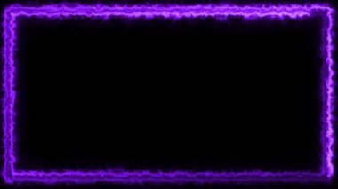 Canlandırılmış neon ışıklı çerçeve arka planı. Renkli lazer 4K sınırında kusursuz döngü gösteriyor. Siyaha izole edilmiş geleceksel ışık efekti. Kulüp için VJ fon, gösteri, müzik videosu, sunum. 3 Boyutlu Canlandırma