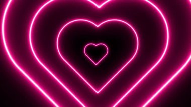 Neon Işıkları Aşk Tüneli ve Romantik Soyut Parıltı Parçacıkları - 4K Kusursuz Döngü Hareketi Arkaplan Animasyonu