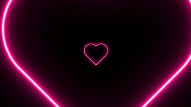 Neon Işıkları Aşk Tüneli ve Romantik Soyut Parıltı Parçacıkları - 4K Kusursuz Döngü Hareketi Arkaplan Animasyonu