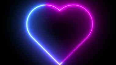 Sevgililer Günü + Anneler Günü Neon sembolü tasarımı harika 4k pembe, mor ve mavi neon soyut arkaplan ışığı modern arkaplan dinamik deseni