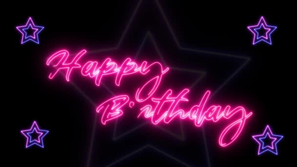 Happy Birthday Neon Video Happy Birthday Neon Sign Happy Birthday — Stock Video