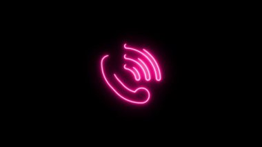 Siyah arkaplanda Kırmızı Parlayan Telefon ikonu animasyonu. Beyaz çizgi parlayan çağrı simgesi animasyonu. Kişi simgesinin canlandırılması