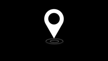 GPS konum imleci canlandırıldı ve yer belirleyici simgesi, beyaz arkaplanda .