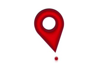 Yeşil ekran arka planında kırmızı renkli GPS simgesinin 3d canlandırması - 4K video