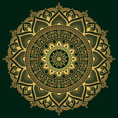 Lüks altın daire çerçeveli Hint çiçeği mandala sanatı şeffaf vintage altın dairesel desenli
