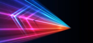 Modern abstract high-speed arrows light effect movement. Technology futuristic dynamic motion on blue background. Movement pattern for banner or poster design background concept.
