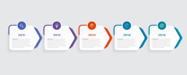 Modern bilgi tasarımı. İş organizasyonu başarı aşama diyagramı. Vektör EPS10 illüstrasyon şablon tasarımı, iş akışı düzeni, web tasarımı.