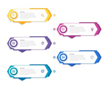 Modern bilgi tasarımı. İş organizasyonu başarı aşama diyagramı. Vektör EPS10 illüstrasyon şablon tasarımı, iş akışı düzeni, web tasarımı.