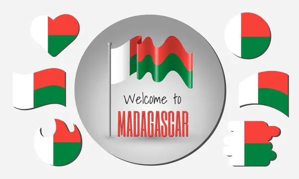 Madagaskar bayrakları ve Madagaskar bayrağı seti. Madagaskar 'a hoş geldiniz.!