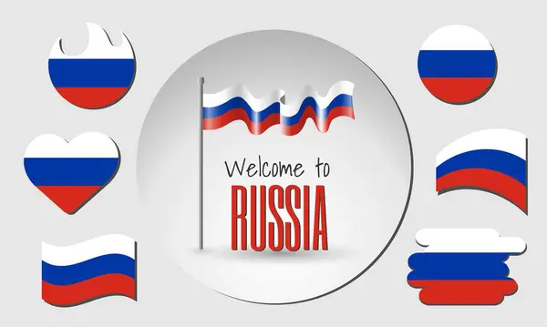 Rus bayrağı seti ve Rus bayrağı vektör içinde Rusya 'ya hoş geldiniz.!