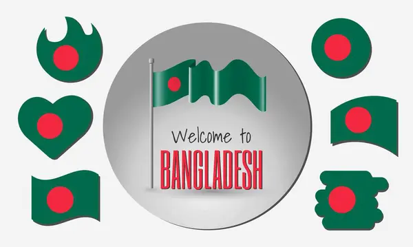Bangladeş 'in bayrağını sallayan ve üzerinde 