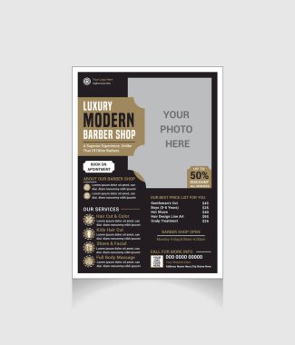 özelleştirilebilir berber dükkanı broşürü
