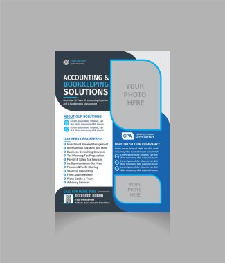 Muhasebe defteri çözümleri broşür tasarım şablonu