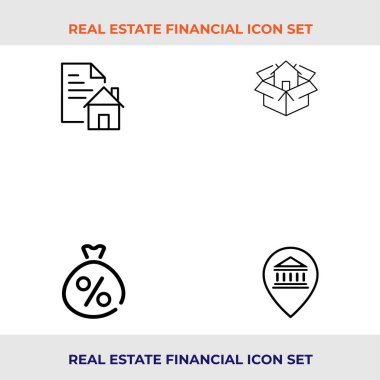 Tasarruf para çantası ve emlak ambalaj hizmetleri ikonu ile emlak ilgili belgeler