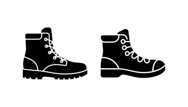 Yüksek Yürüyüş Çizmesinin Minimalist Siyah ve Beyaz Simgesi