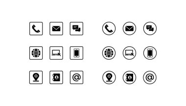 Kullanıcı Arayüzleri için Siyah ve Beyaz İletişim Simgelerinden Minimalist Izgara