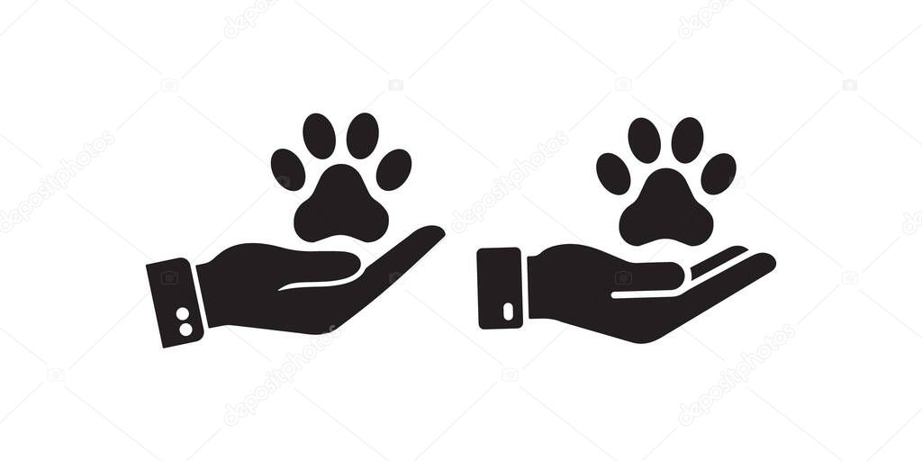 Minimalist Hands Holding Pet Paw Print: Symbol of Animal Care and Compassion